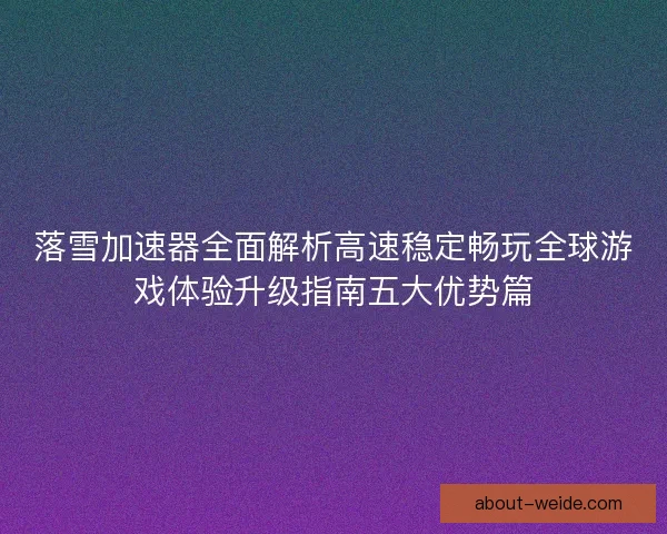 落雪加速器全面解析高速稳定畅玩全球游戏体验升级指南五大优势篇